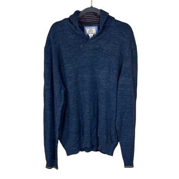New Jos A. Bank Shawl Collar Button Sweater Men's Blue Maroon XXL Cotton - Picture 1 of 7